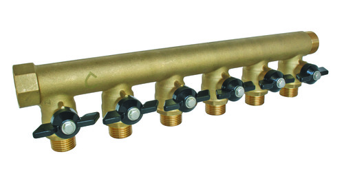 Collecteur mâle-femelle 1'' (26/34), 6 départs mâle 1/2'' (15/21), pour sanitaire et chauffage - Somatherm
